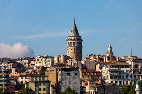 Istanbul Beyoglu District City Skyline With Galata Tower In Turkey