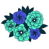 vector graphics handmade, botanical illustration hydrangea flowers, isolated object