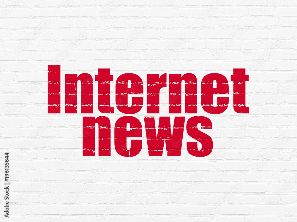 News concept: Painted red text Internet News on White Brick wall background News concept: Painted red text Internet News on White Brick wall background