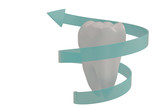 Tooth protection concept tooth and spiral arrow 3D illustration.