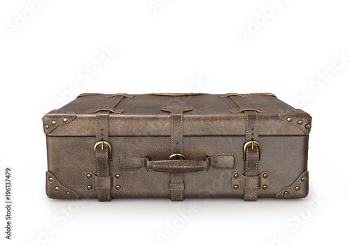 Leather suitcase on a white background. 3D illustration