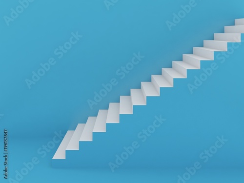 white stairs in blue background ,3d rendering