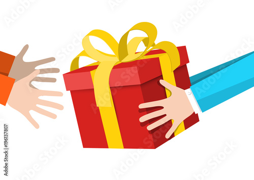 Hands Holding Gift Box - Delivery Service Symbol.