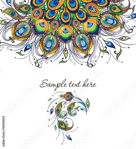 Invitation card templates with peacock patterned