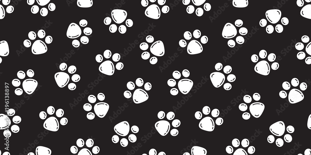 Dog Paw Seamless Pattern Cat paw vector foot print isolated wallpaper ...