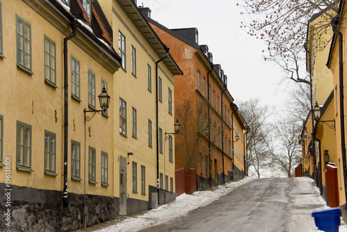 Old houses at Sodemalm in Stockholm a winter day