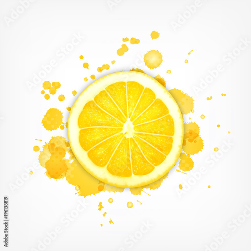 Lemon slice with splash