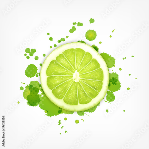 Lime slice with splash