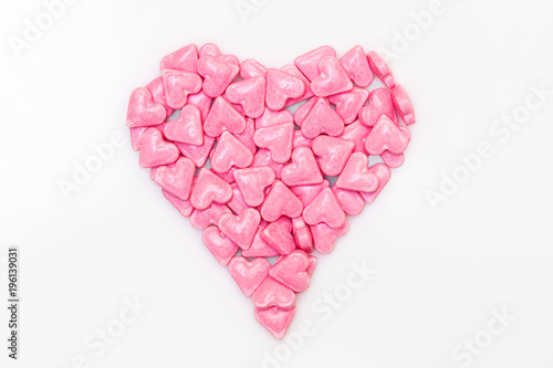 Wallpaper Mural Rosa Zuckerherzen bilden ein Herz, Herzform vor Weiß Torontodigital.ca