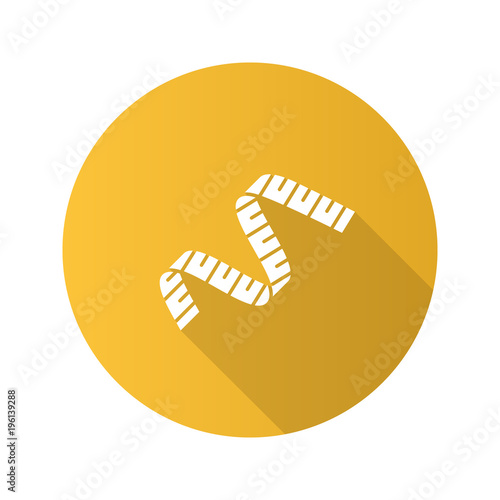 Measuring tape flat design long shadow glyph icon