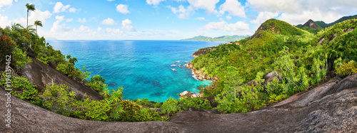 Anse major trail, panoramic view of coastline of Seychelles