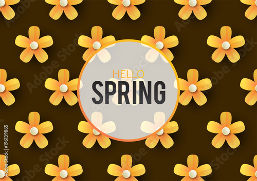 Spring sale floral advertizing poster, board. Banner with paper flowers. Vector illustration