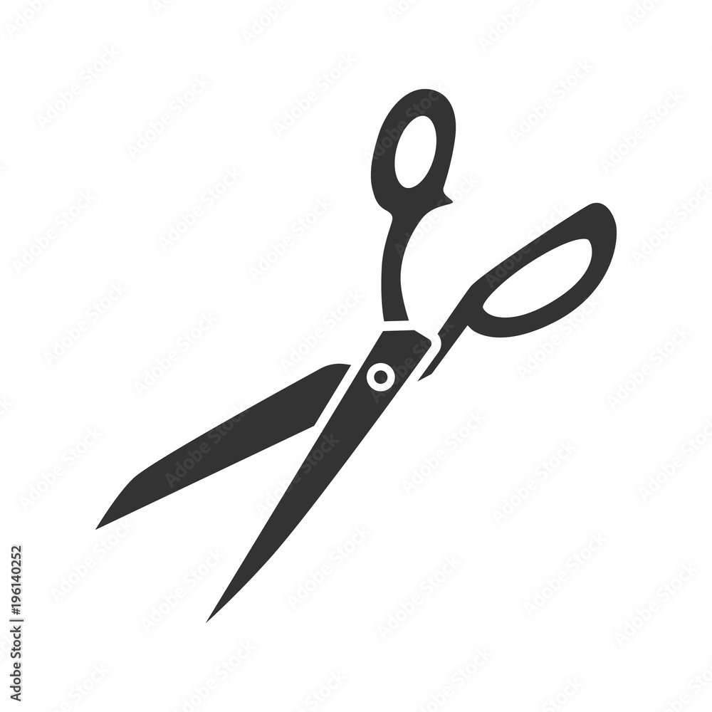 Fabric scissors glyph icon Fabric scissors glyph icon