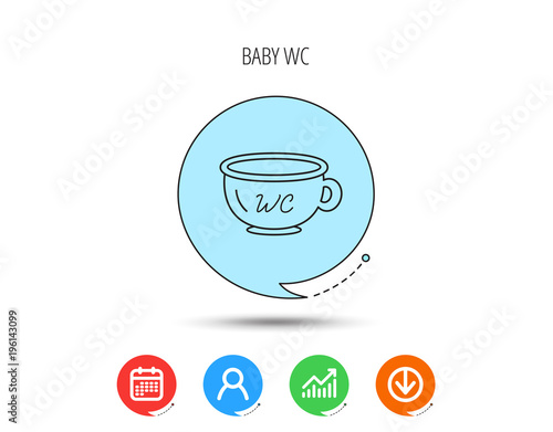 Baby wc pot icon. Child toilet sign.
