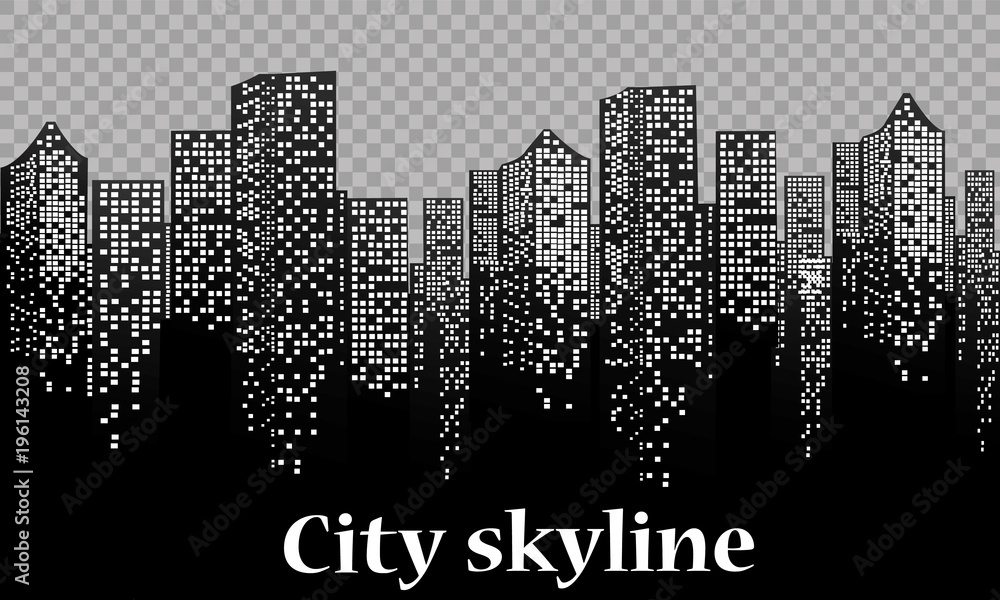 The silhouette of the city in a flat style. Modern urban landscape.vector illustration. City skyline silhouette background. Vector illustration. The silhouette of the city in a flat style.