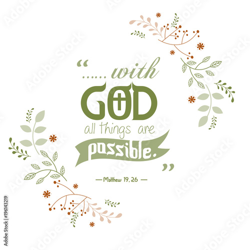 Bible quote, verbs with wreath design, vector illustration