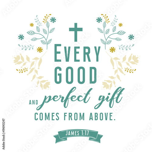 Bible quote, verbs with wreath design, vector illustration