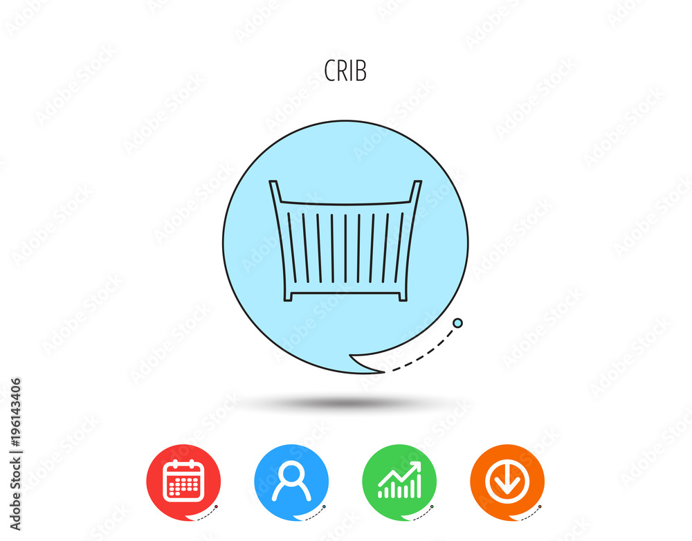 Baby crib bed icon. Cradle or cot sign. Baby crib bed icon. Cradle or cot sign.