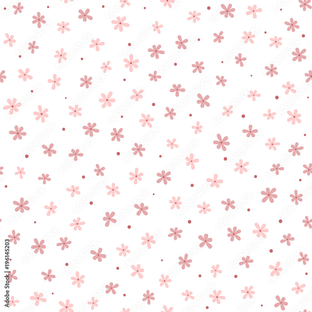 Cute seamless pattern with small flowers and round dots. Endless floral print. Cute seamless pattern with small flowers and round dots. Endless floral print.