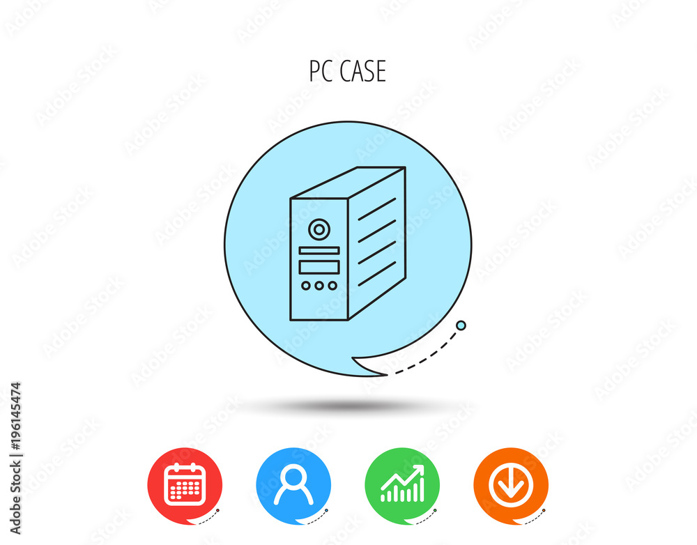 Computer server icon. PC case or tower sign. Computer server icon. PC case or tower sign.