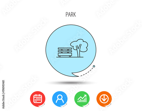 Public park icon. Tree with bench sign.