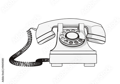 sketch of old phone vector
