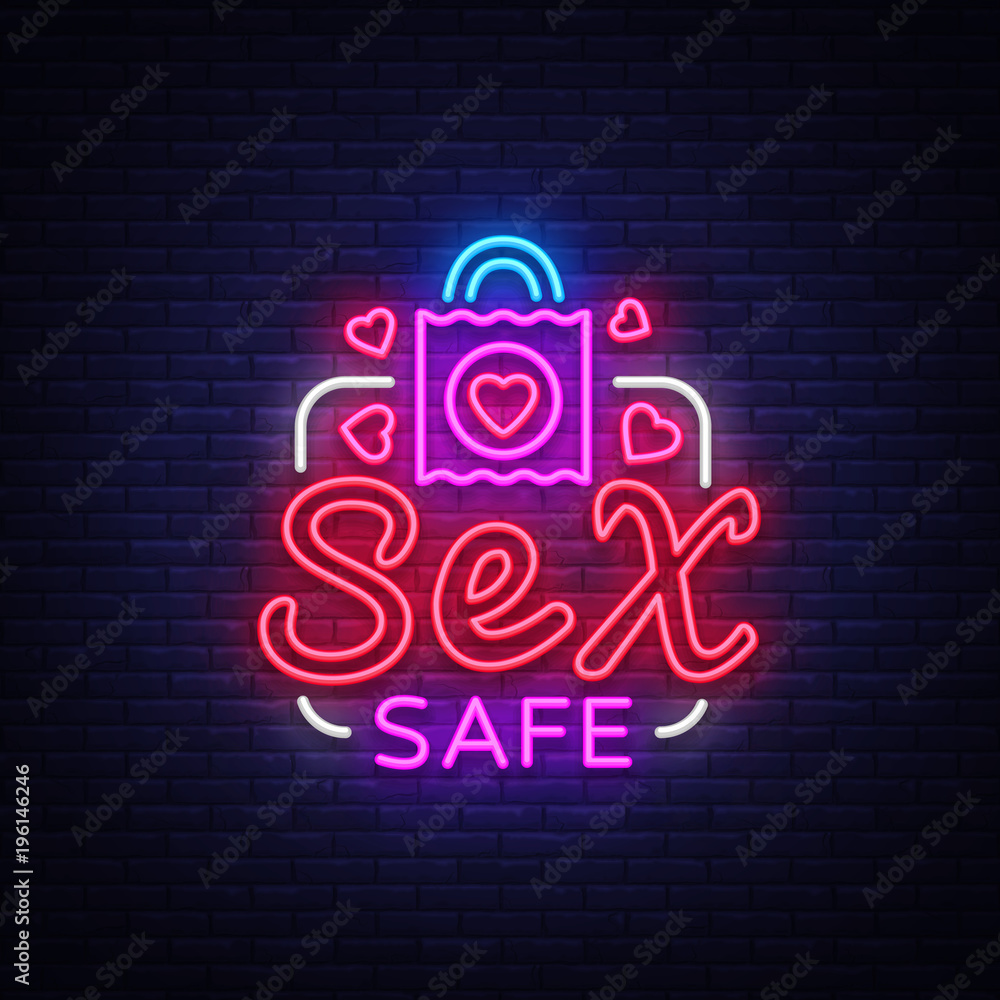 Safe Sex Design Template Safe Sex Condom Concept For Adults In Neon