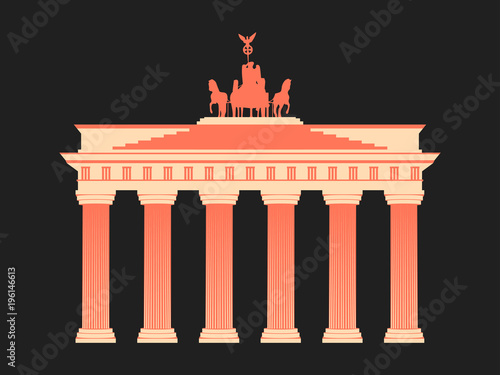 Brandenburg Gate in Berlin. Isolated on white background. Vector illustration