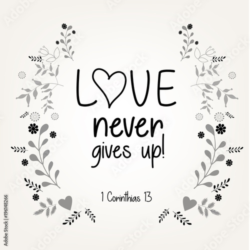 Bible quote verbs in floral wreath vector design