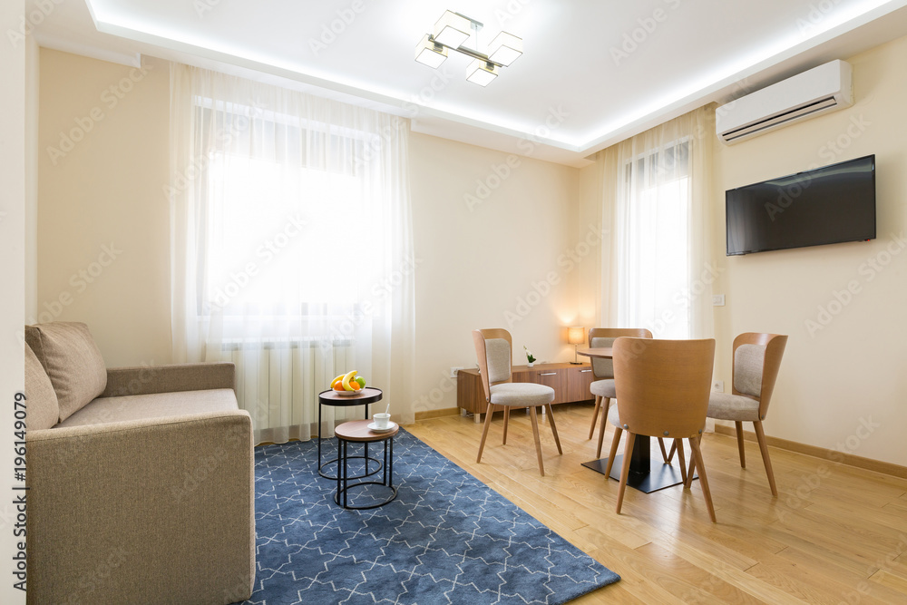 Fototapeta premium Interior of a hotel apartment, dining area