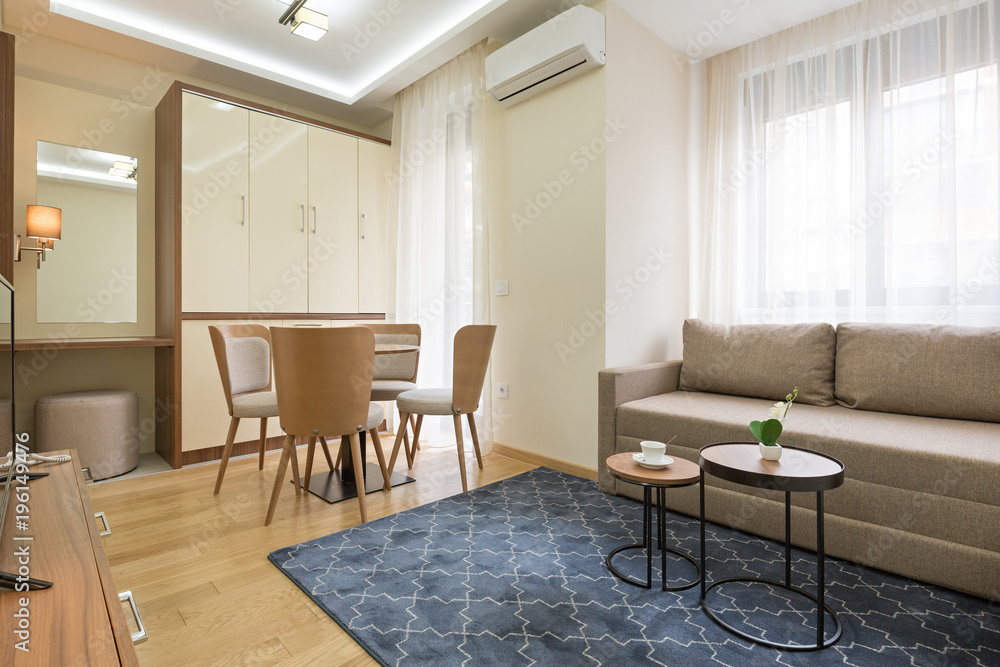 Fototapeta premium Interior of a hotel apartment, dining area