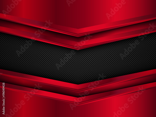 Black and red metal background. Abstract vector illustration