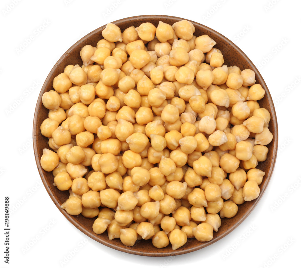 chickpeas isolated on white background. top view chickpeas isolated on white background. top view