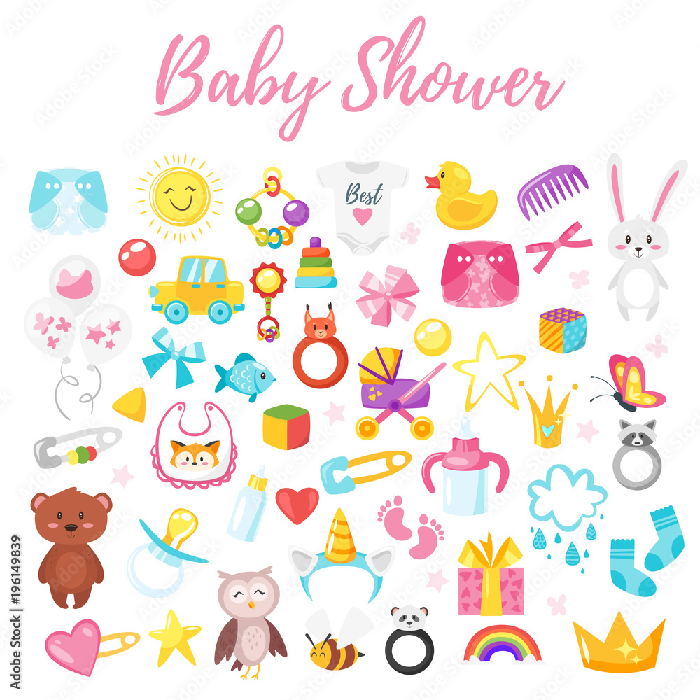  baby shower set of symbols