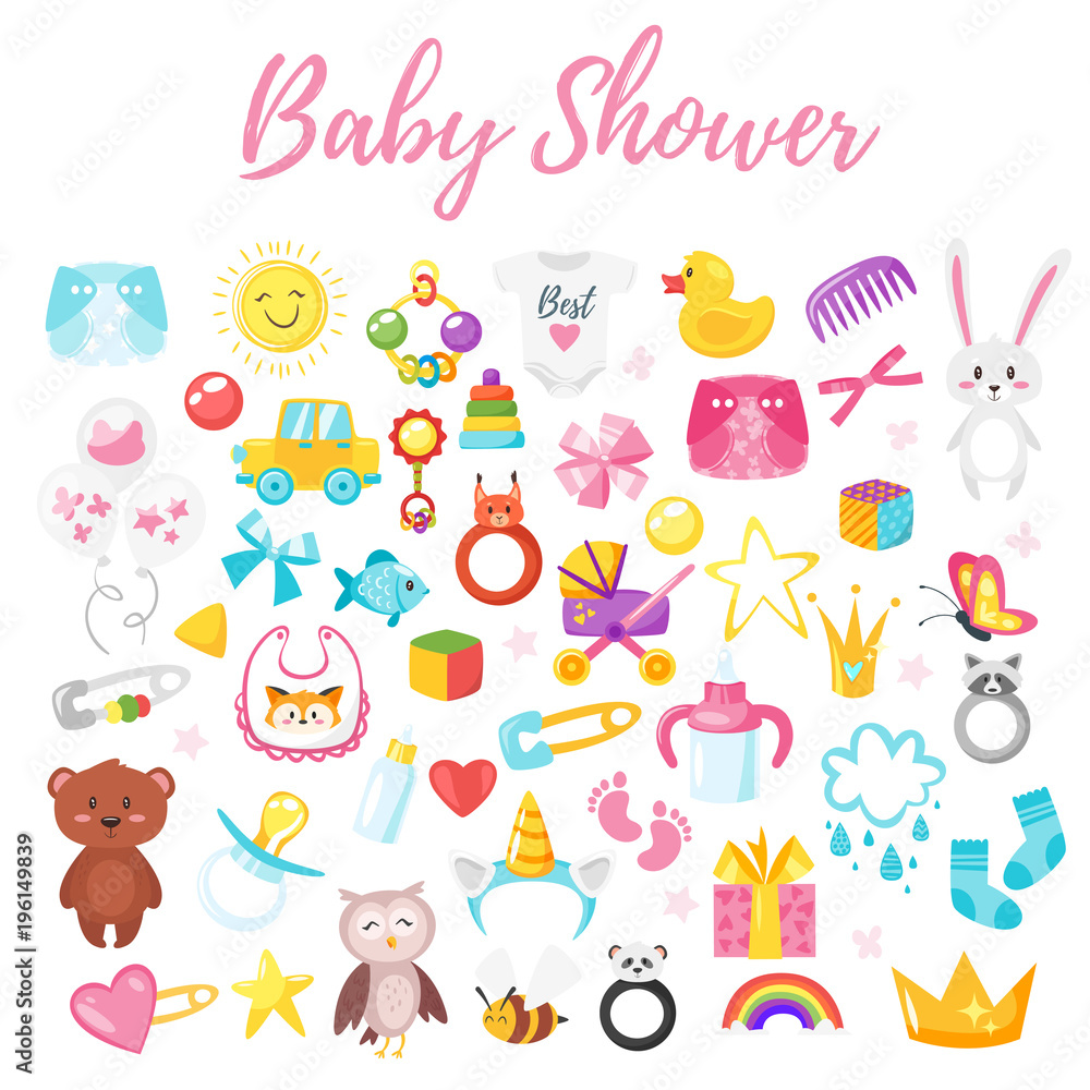 baby shower set of symbols baby shower set of symbols
