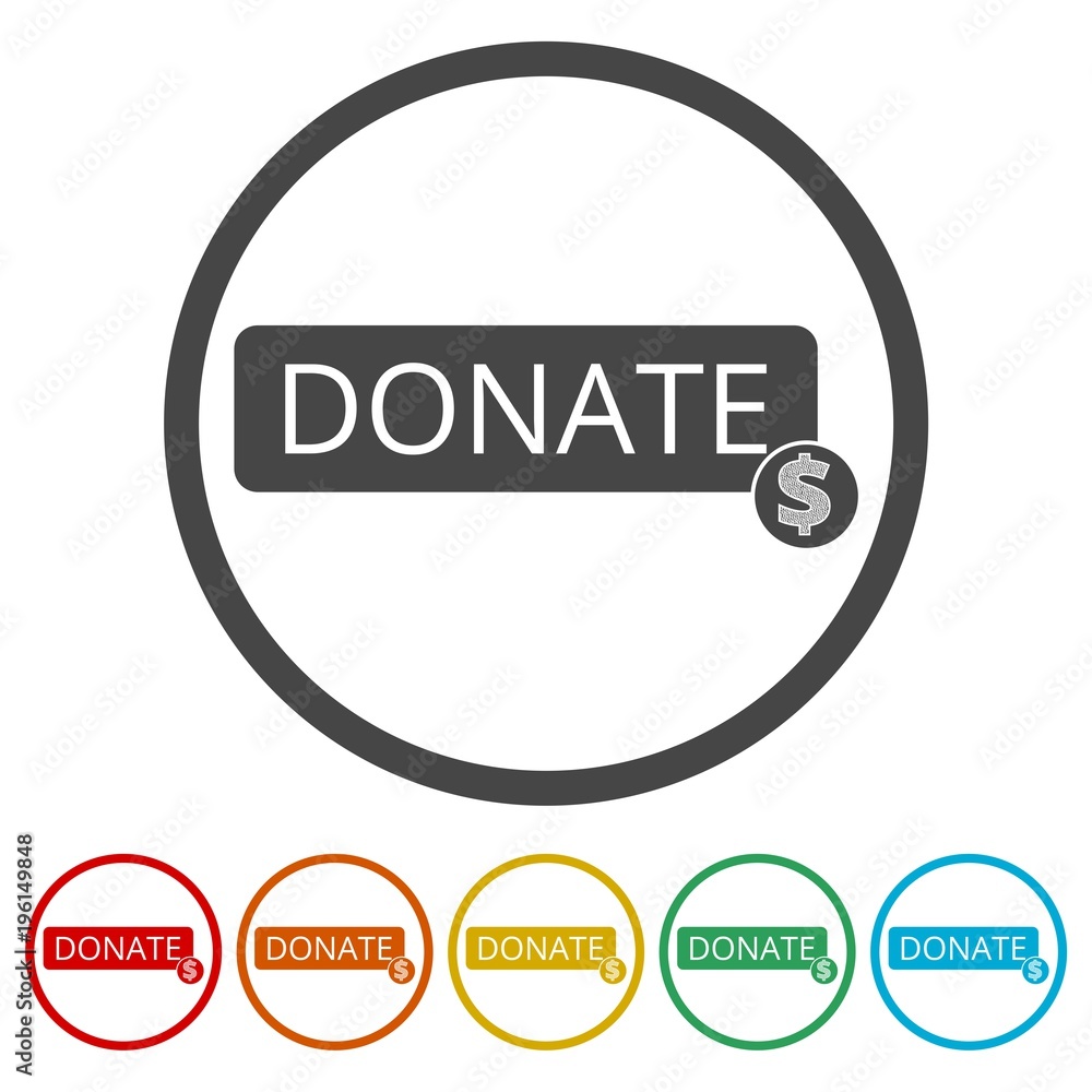 Donate now sign, Donate now icon, 6 Colors Included Donate now sign, Donate now icon, 6 Colors Included