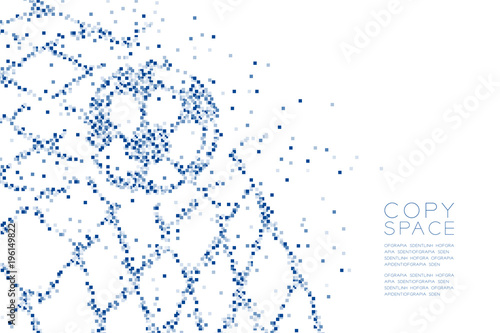 Abstract Geometric square box pattern Football or Soccer ball in goal moment shape, Sport concept design blue color illustration isolated on white background with copy space, vector eps 10