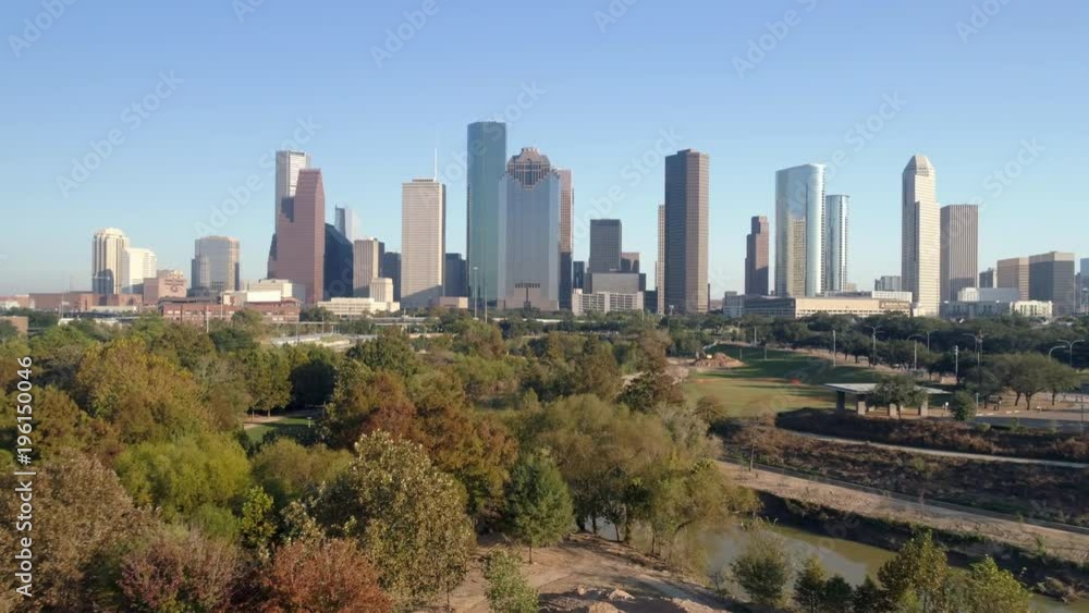 Aerial view of Downtown Houston in the daytime Aerial view of Downtown Houston in the daytime