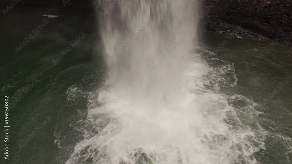 Aerial Winter Tennessee Waterfall Close 001 Base Hover Aerial Winter Tennessee Waterfall Close 001 Base Hover