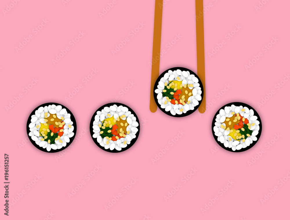 Kimbap Korean Sushi Roll On Pastel Pink Background Stock Illustration Adobe Stock 6094