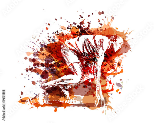 Vector illustration of a runner at start