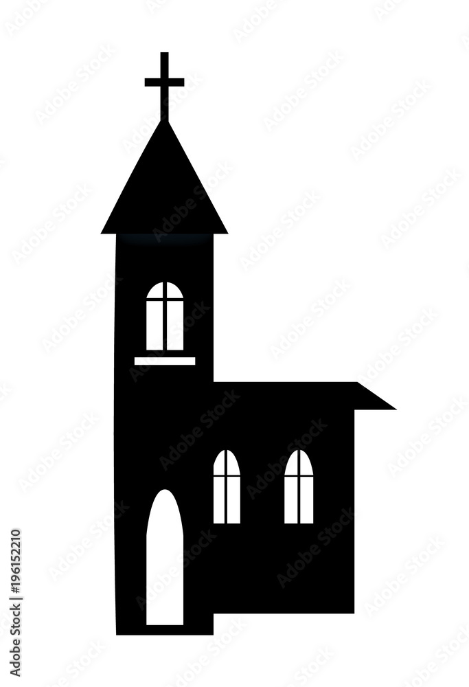 Church Building Silhouette Vector Illustration
