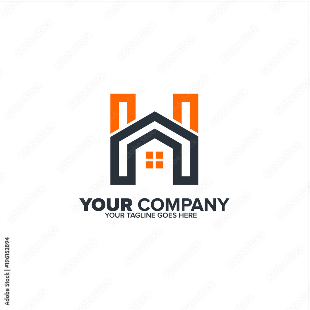 Letter H and M Real Estate icon, Construction logo icon, Real estate logo template