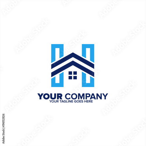 Letter H and M Real Estate icon, Construction logo icon, Real estate logo template