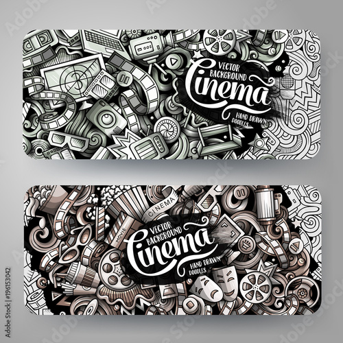 Cartoon graphics vector hand drawn doodles cinema corporate identity