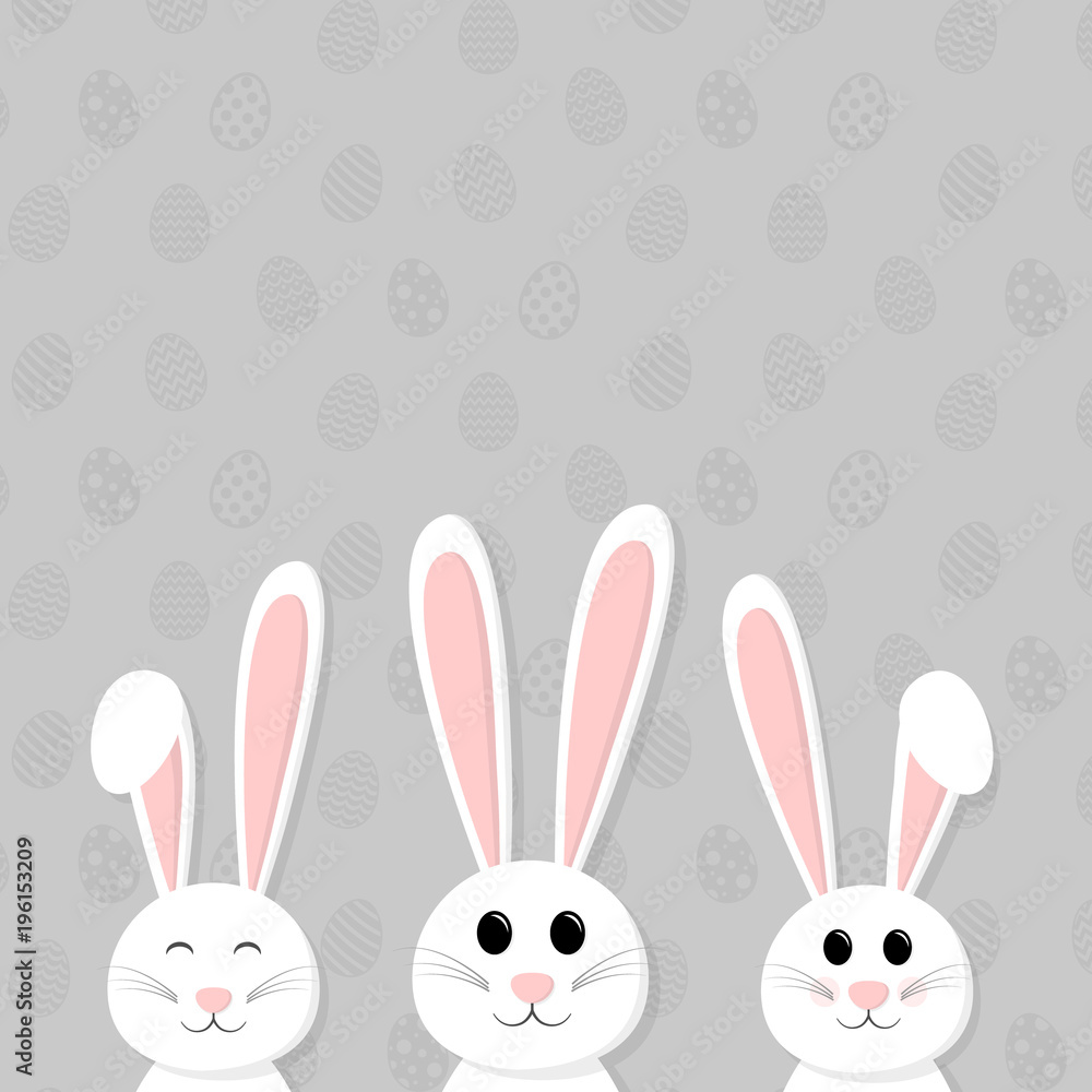 Obraz premium Easter - cute bunny on background with eggs and copyspace. Vector.