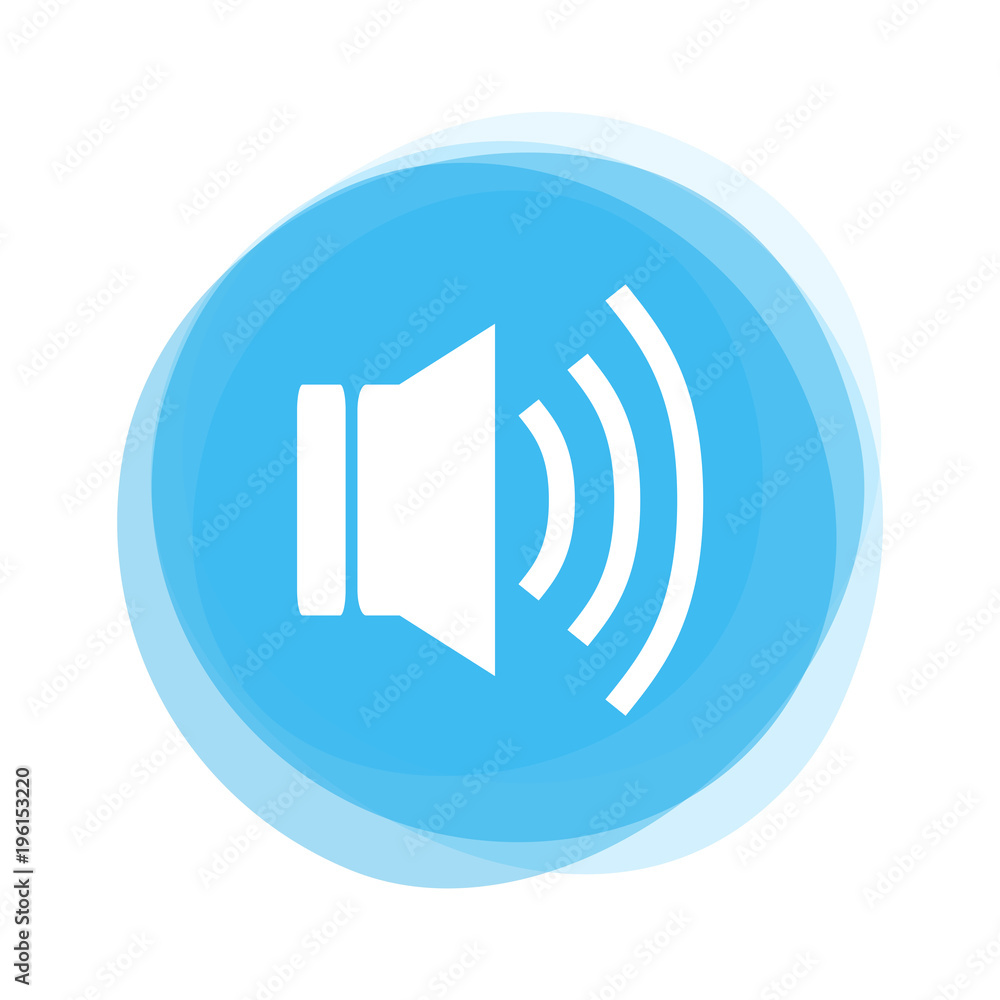 Weißer Lautsprecher auf hellblauem Button
