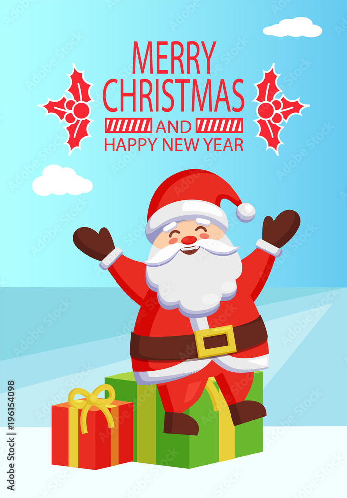 Merry Christmas and Happy New Year Santa Gift Box Merry Christmas and Happy New Year Santa Gift Box