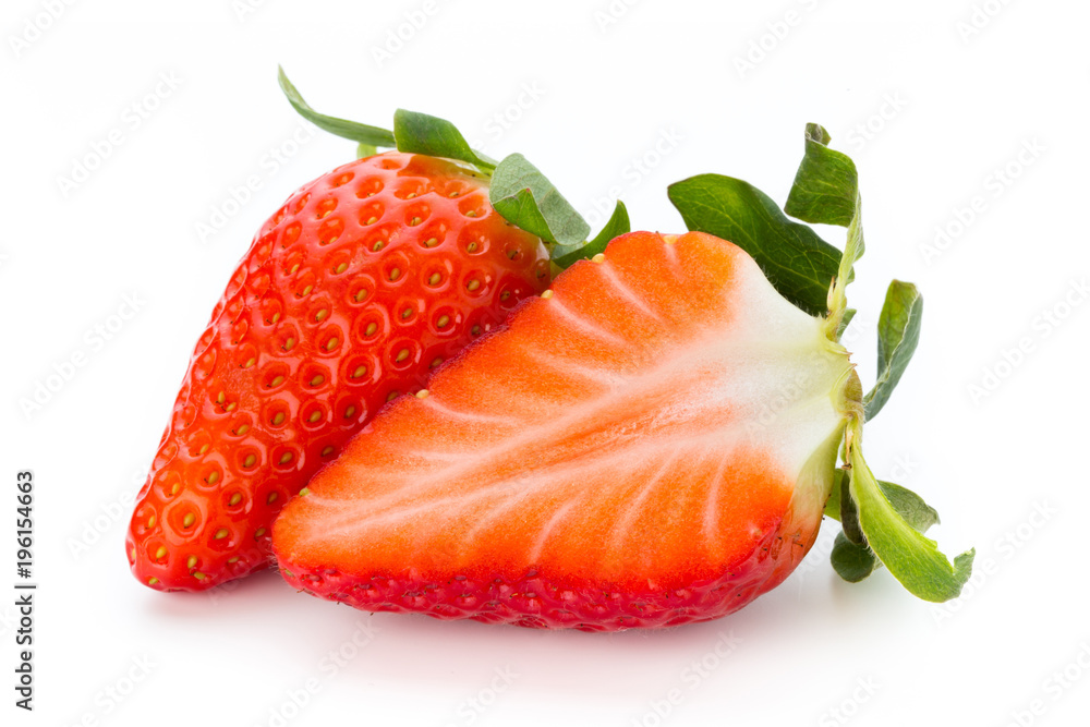 Fresh strawberries close up on white background. Fresh strawberries close up on white background.