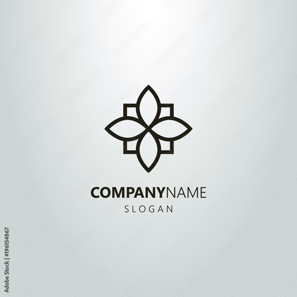 black and white linear four-leaved flower logo black and white linear four-leaved flower logo